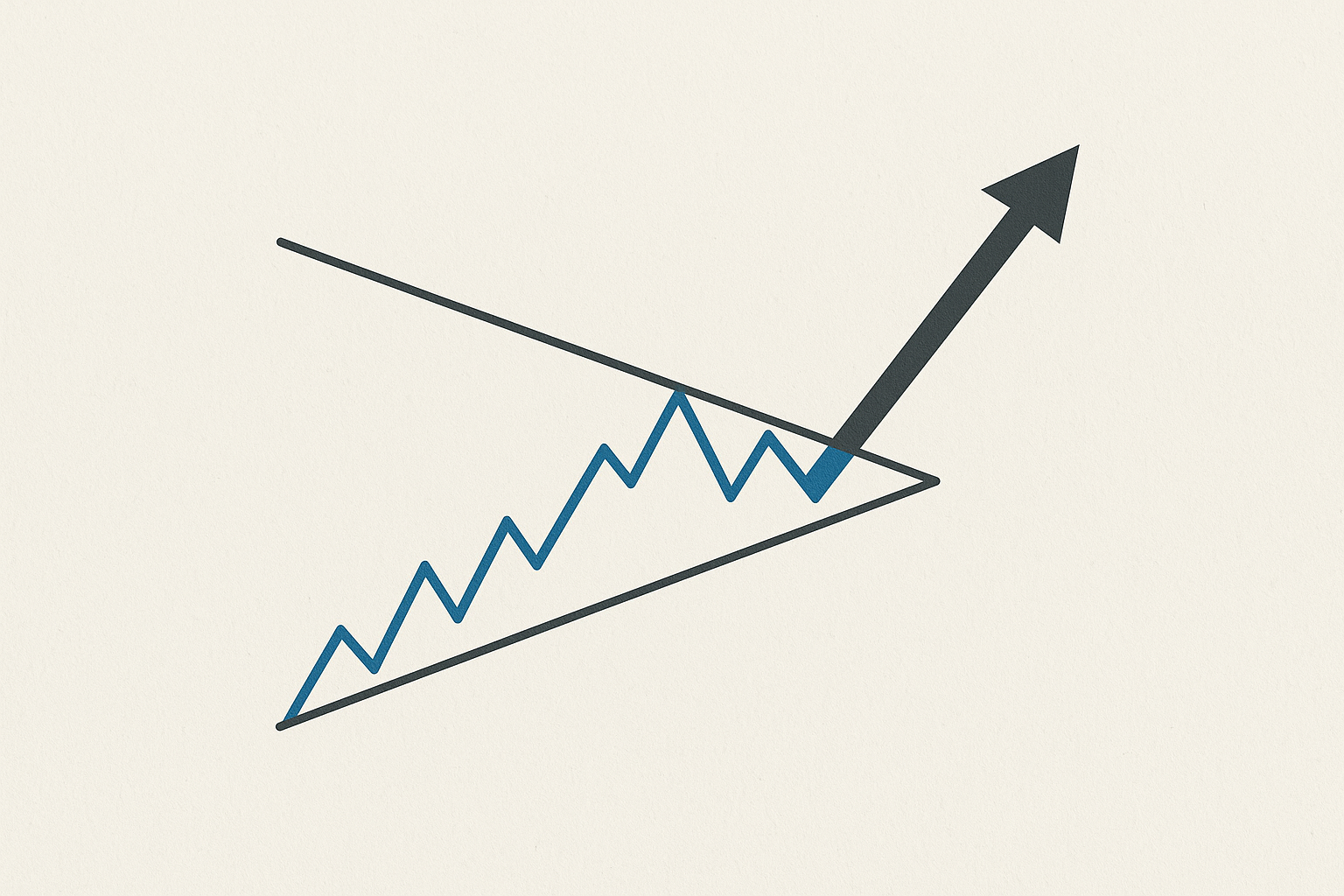 Rappresentazione astratta di compressione tecnica e possibile breakout sul cambio EUR/USD