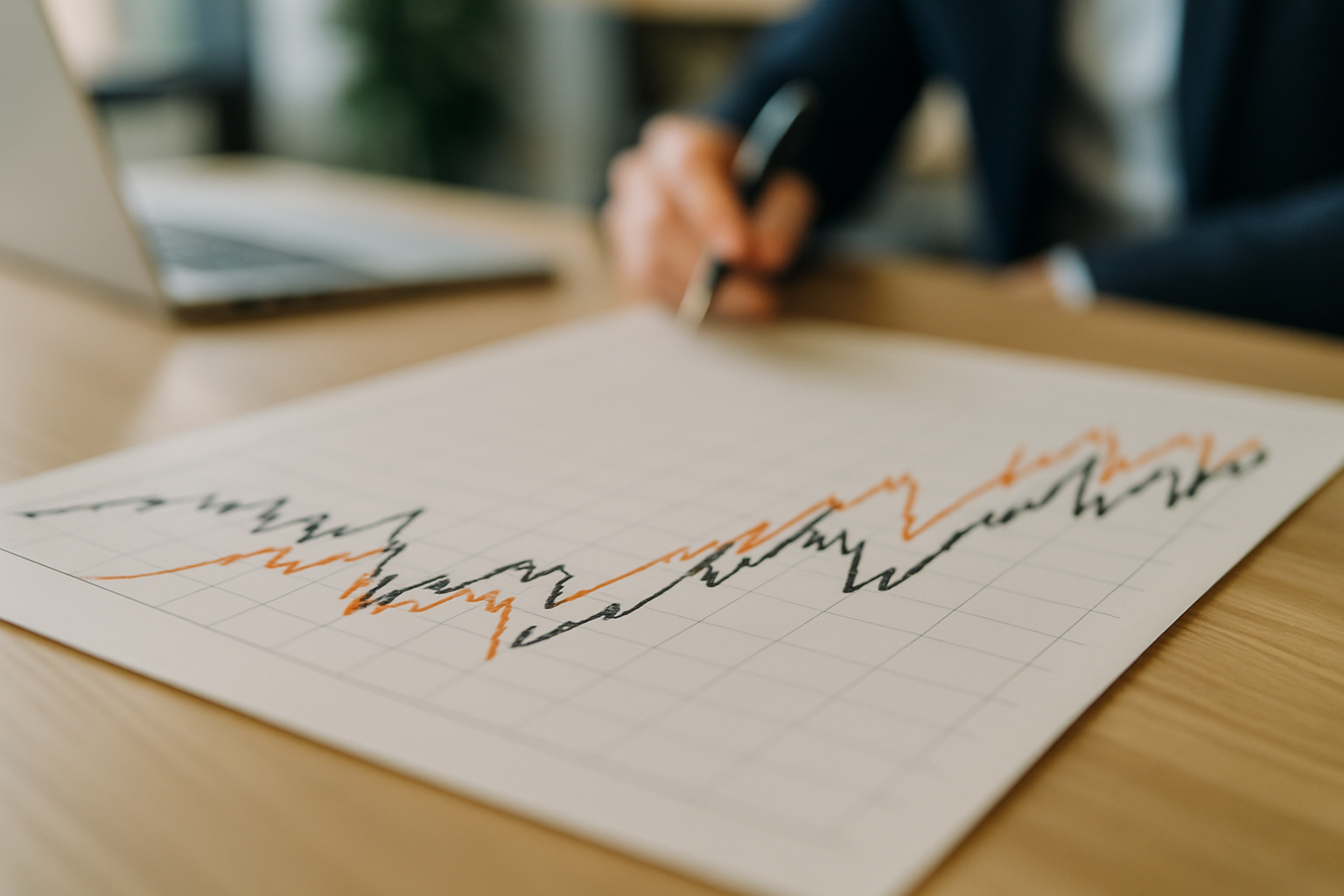 Andamento volatile del cambio tra euro e rand sudafricano rappresentato in modo astratto