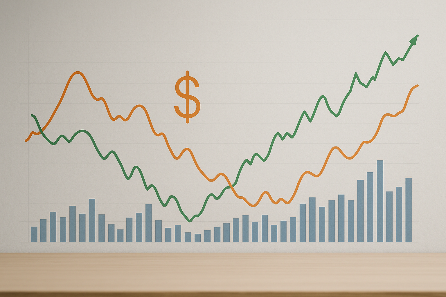 Andamento comparato tra dollaro australiano e prezzi dei metalli industriali in un grafico stilizzato