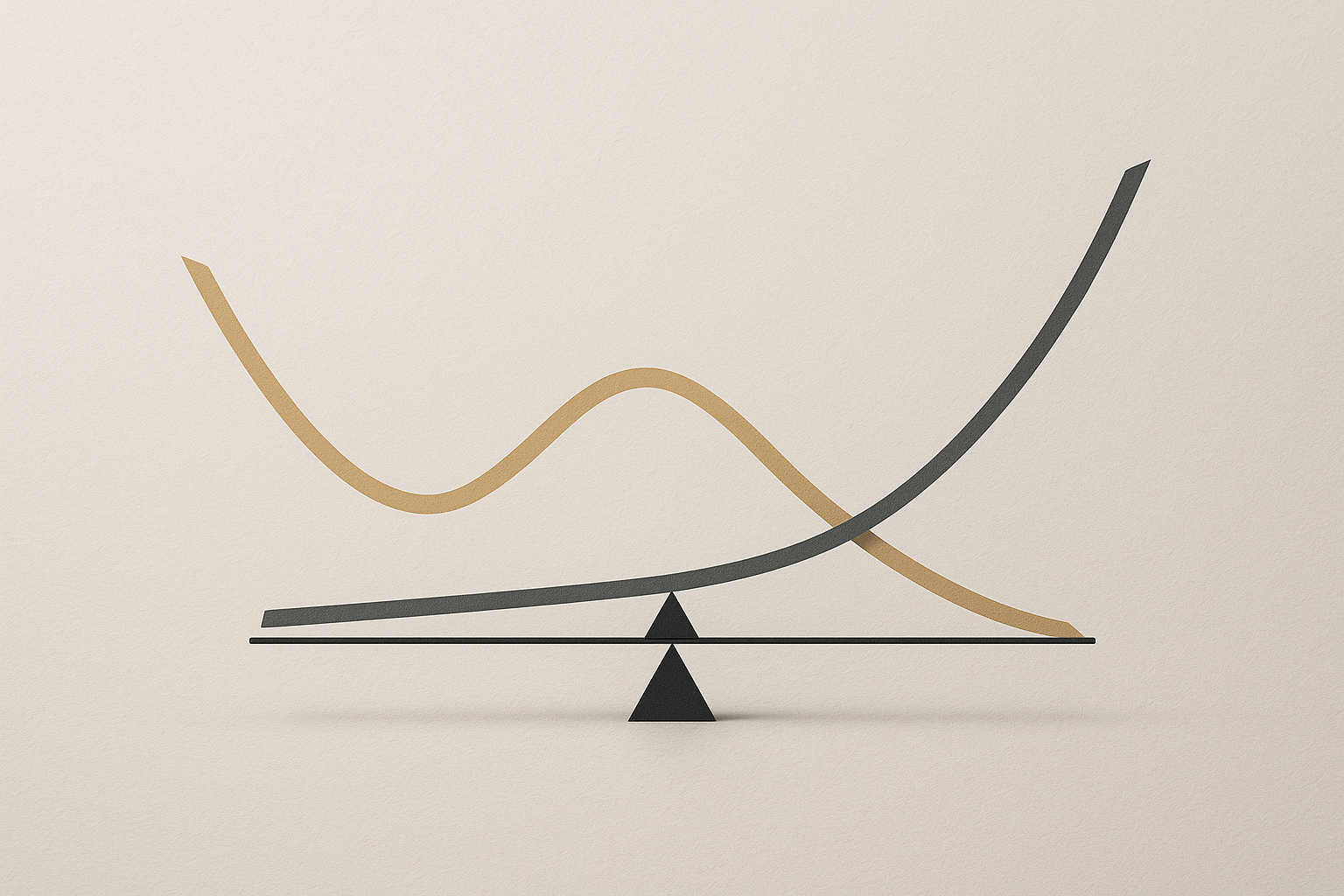 Equilibrio tra euro e sterlina rappresentato da curve economiche in bilanciamento