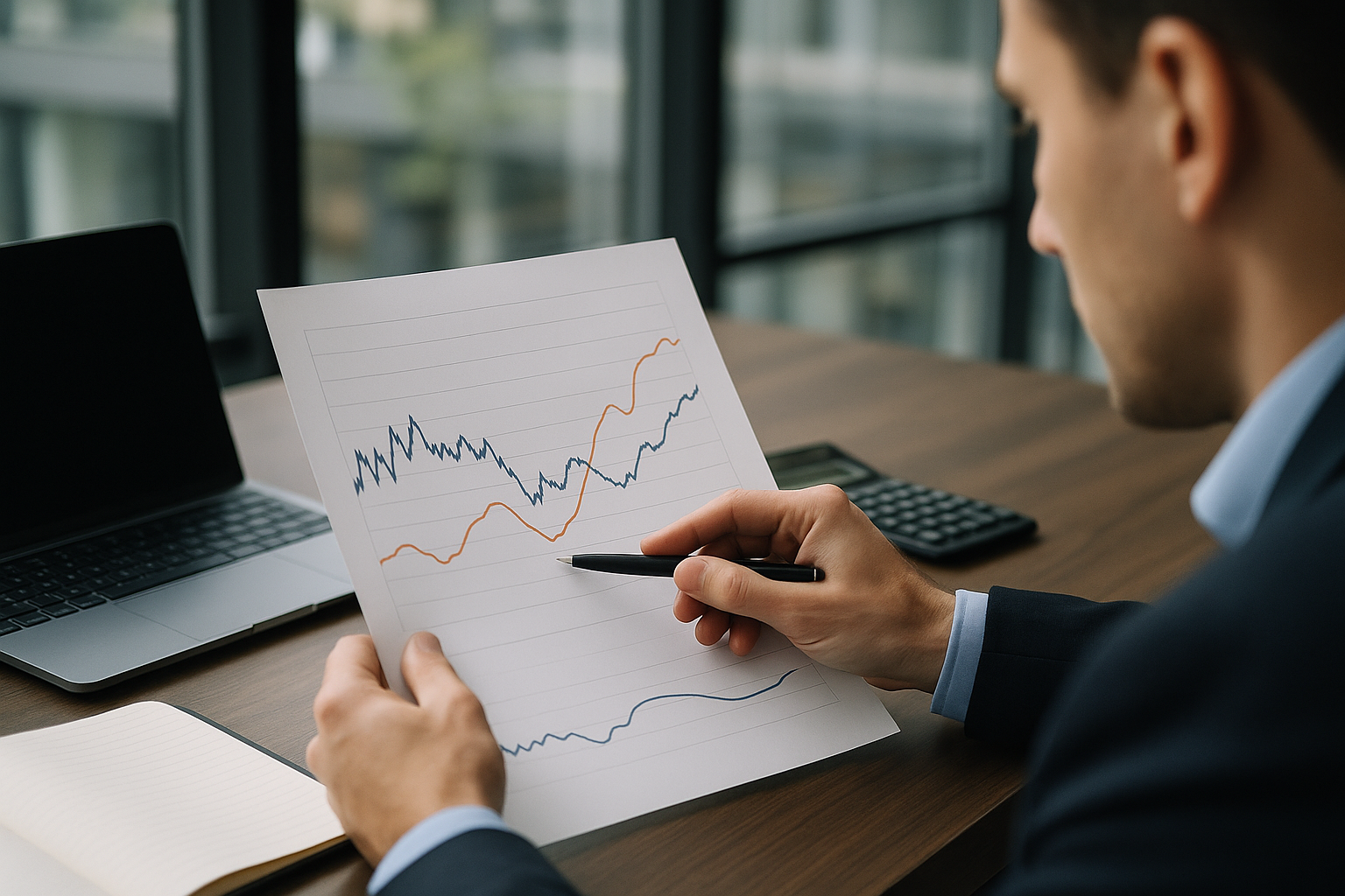 Linee sovrapposte che rappresentano l’andamento di un cambio Forex e dei rendimenti obbligazionari su un grafico