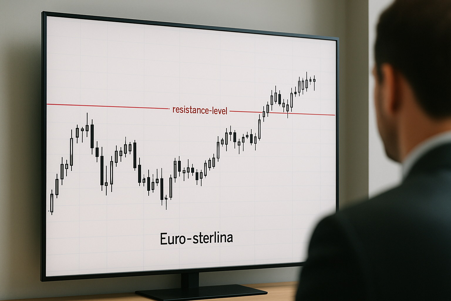 Grafico del cambio EUR/GBP con area di resistenza di breve periodo evidenziata