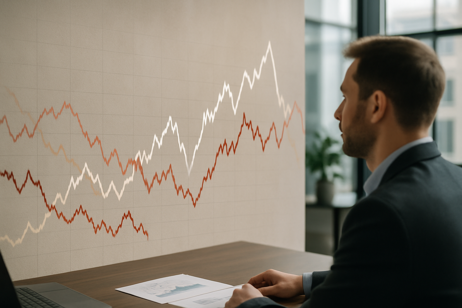 Andamento astratto del cambio della sterlina con volatilità evidenziata